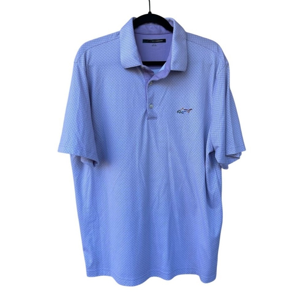 Greg‎ Norman Mens XL Golf Polo Shirt Shark Logo Short Sleeve Patterned Lavender